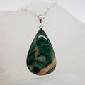 Sterling Silver Aventurine Teardrop / Pear Shaped Large Pendant on Silver Chain