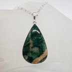 Sterling Silver Aventurine Teardrop / Pear Shaped Large Pendant on Silver Chain