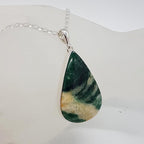 Sterling Silver Aventurine Teardrop / Pear Shaped Bezel Set Pendant on Silver Chain
