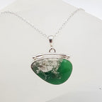 Sterling Silver Variscite Hinged Unusual Shaped Pendant on Silver Chain