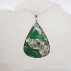 Sterling Silver Variscite Large Teardrop / Pear Shaped Bezel Set Pendant on Silver Chain