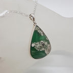 Sterling Silver Variscite Large Teardrop / Pear Shaped Bezel Set Pendant on Silver Chain