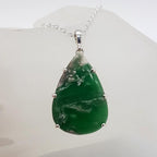 Sterling Silver Variscite Large Teardrop / Pear Shaped Bezel Set Pendant on Silver Chain