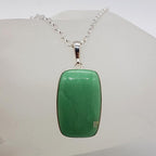 Sterling Silver Variscite Large Rectangular Pendant on Silver Chain