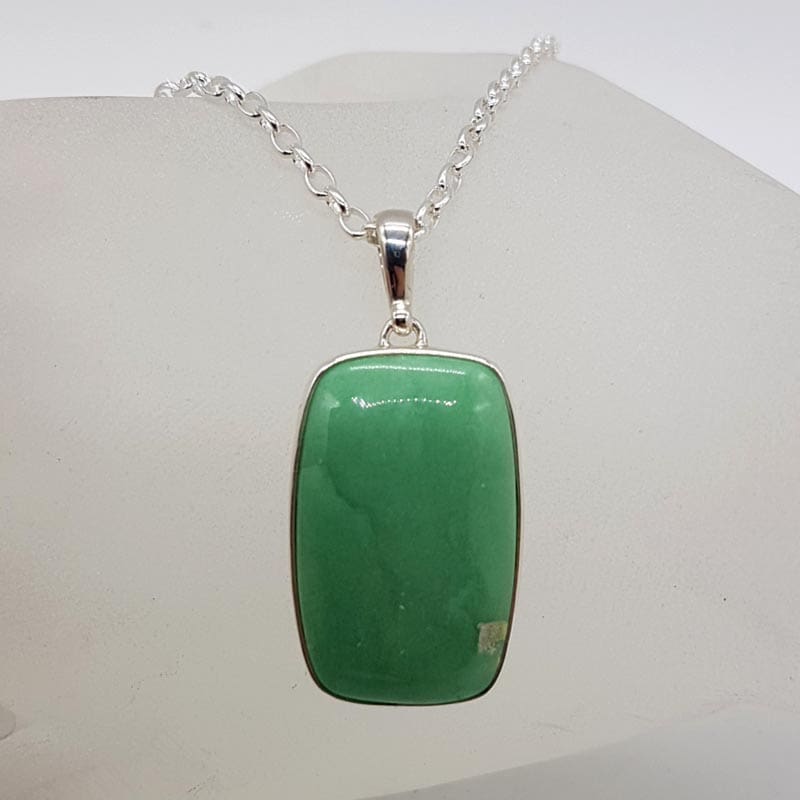 Sterling Silver Variscite Large Rectangular Pendant on Silver Chain