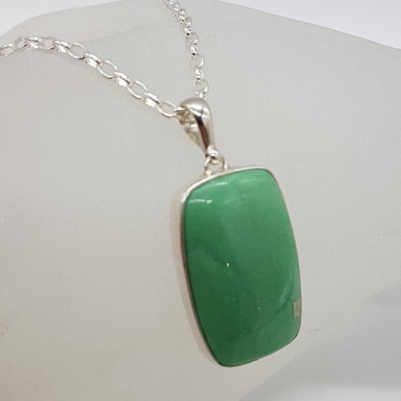Sterling Silver Variscite Large Rectangular Pendant on Silver Chain