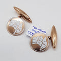 9ct Rose Gold and White Enamel Round Australia Map Cufflinks - Antique / Vintage