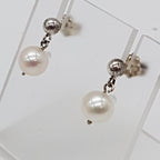 Sterling Silver Pearl Drop Studs Earrings