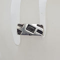 Sterling Silver Patterned Rectangular Gents Ring