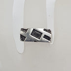 Sterling Silver Patterned Rectangular Gents Ring