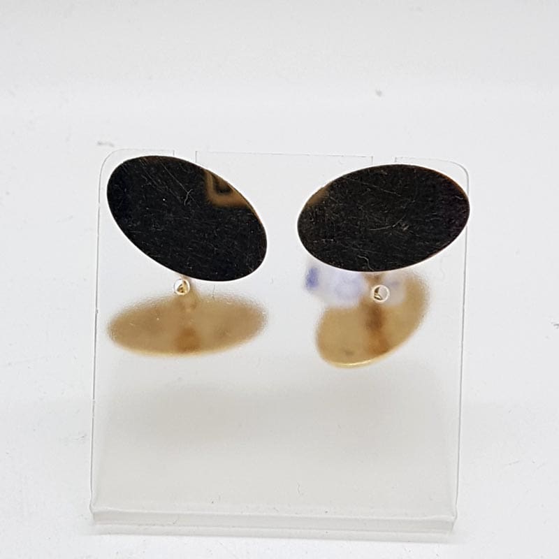 9ct Yellow Gold Oval Cufflinks - Antique / Vintage
