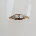18ct Yellow Gold &amp; Platinum Ornate Filigree "Et Toi Et Moi" Diamond Engagement Ring / Dress Ring - Antique / Vintage