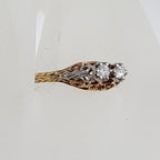 18ct Yellow Gold &amp; Platinum Ornate Filigree "Et Toi Et Moi" Diamond Engagement Ring / Dress Ring - Antique / Vintage