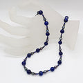 Sterling Silver Lapis Lazuli Blue Bead and Pearl Necklace