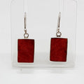 Sterling Silver Rectangular Coral Drop Earrings