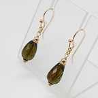 14ct Yellow Gold Smokey Quartz Teardrop / Pear Shape Drop Earrings