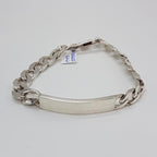 Sterling Silver Flat Curb Link Heavy Identity Bracelet - Gents Jewellery / Ladies