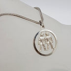 Sterling Silver Gemini Horoscope Round Open Design Pendant on Silver Chain - Vintage