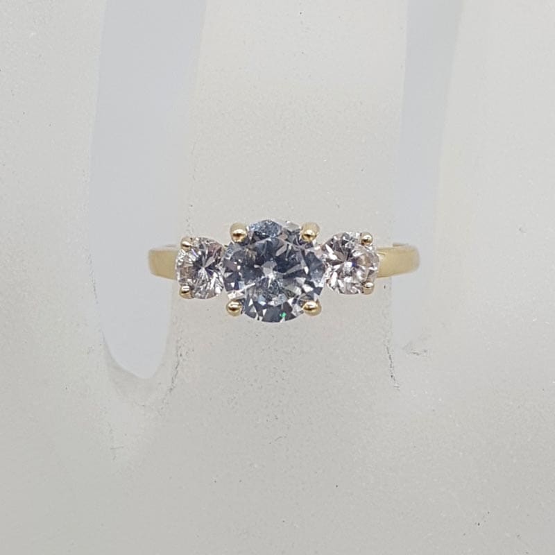 9ct Yellow Gold Trilogy Cubic Zirconia Ring