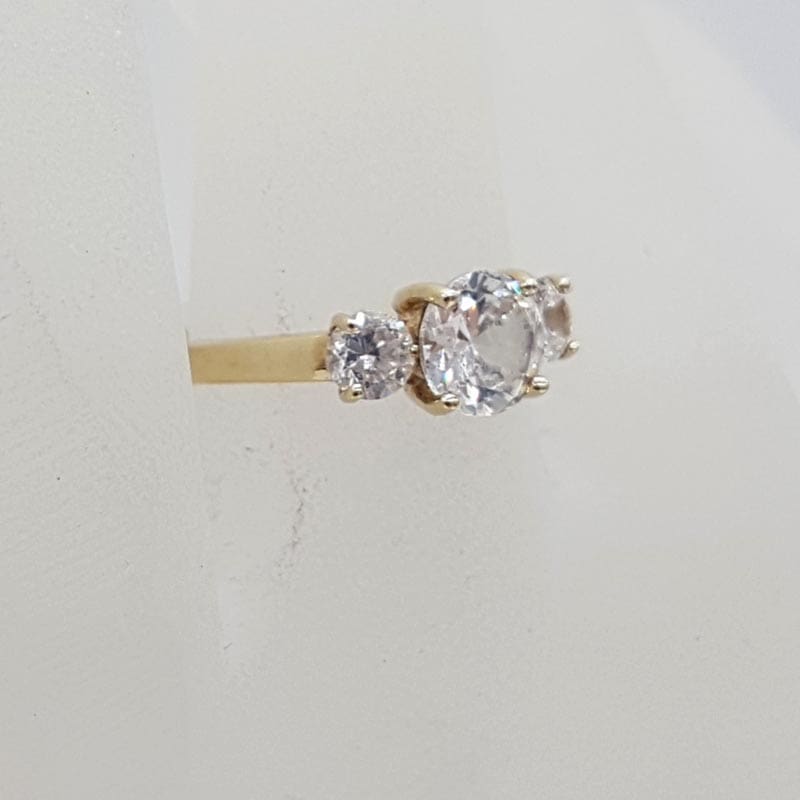 9ct Yellow Gold Trilogy Cubic Zirconia Ring