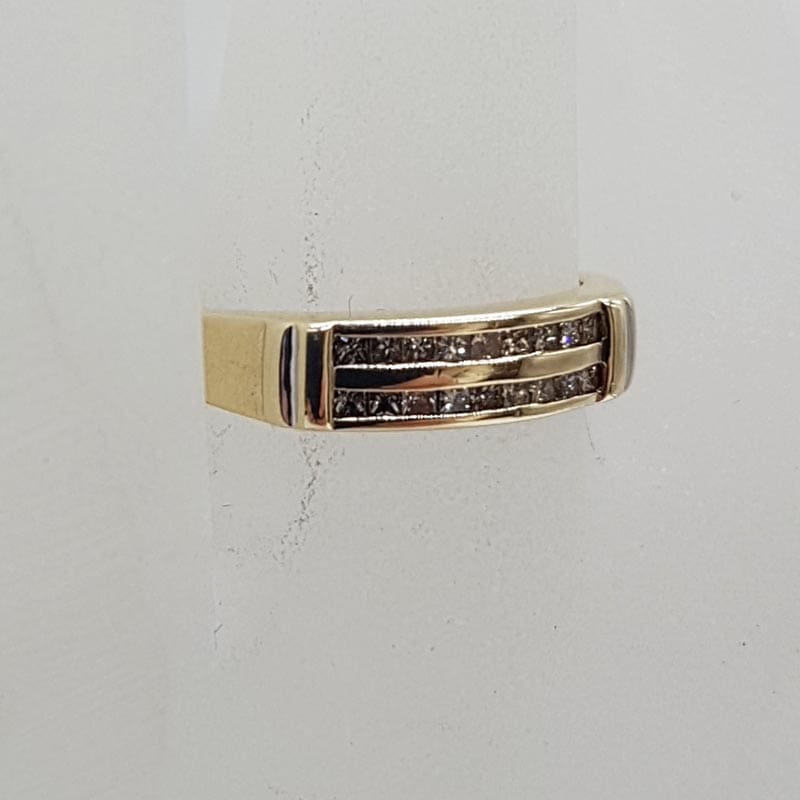 9ct Yellow Gold Two Rows of Diamonds Channel Set Ring