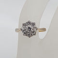 18ct Yellow Gold with Platinum Diamond Daisy Flower Cluster Ring - Antique / Vintage - Engagement Ring / Dress Ring