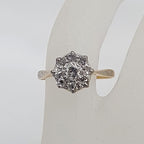18ct Yellow Gold with Platinum Diamond Daisy Flower Cluster Ring - Antique / Vintage - Engagement Ring / Dress Ring
