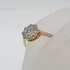 18ct Yellow Gold with Platinum Diamond Daisy Flower Cluster Ring - Antique / Vintage - Engagement Ring / Dress Ring
