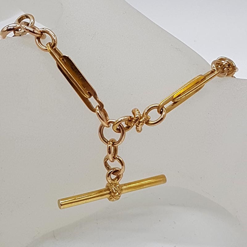 15ct Yellow Gold Ornate Link Long Fob Chain / Necklace