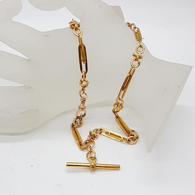 15ct Yellow Gold Ornate Link Long Fob Chain / Necklace