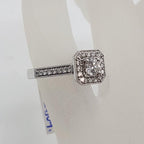 Platinum Square Diamond Halo Set Cluster Ring - .60ct TDW - Engagement Ring / Wedding Ring