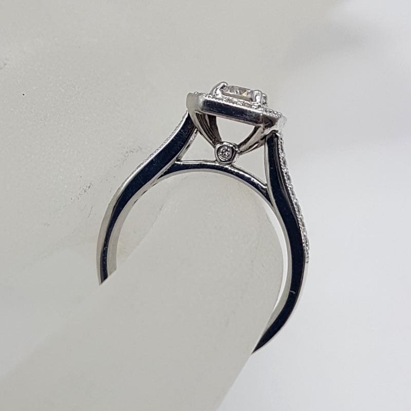 Platinum Square Diamond Halo Set Cluster Ring - .60ct TDW - Engagement Ring / Wedding Ring