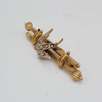 9ct Yellow Gold Seed Pearl Swallow Bird Brooch - Antique / Vintage