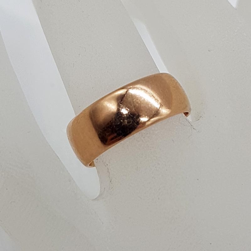 15ct Rose Gold Wide and Heavy Wedding Band Ring - Antique / Vintage