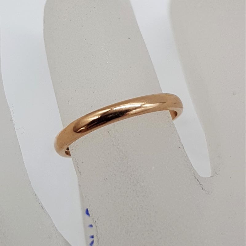 15ct Rose Gold Rounded Wedding Band Ring - Antique / Vintage