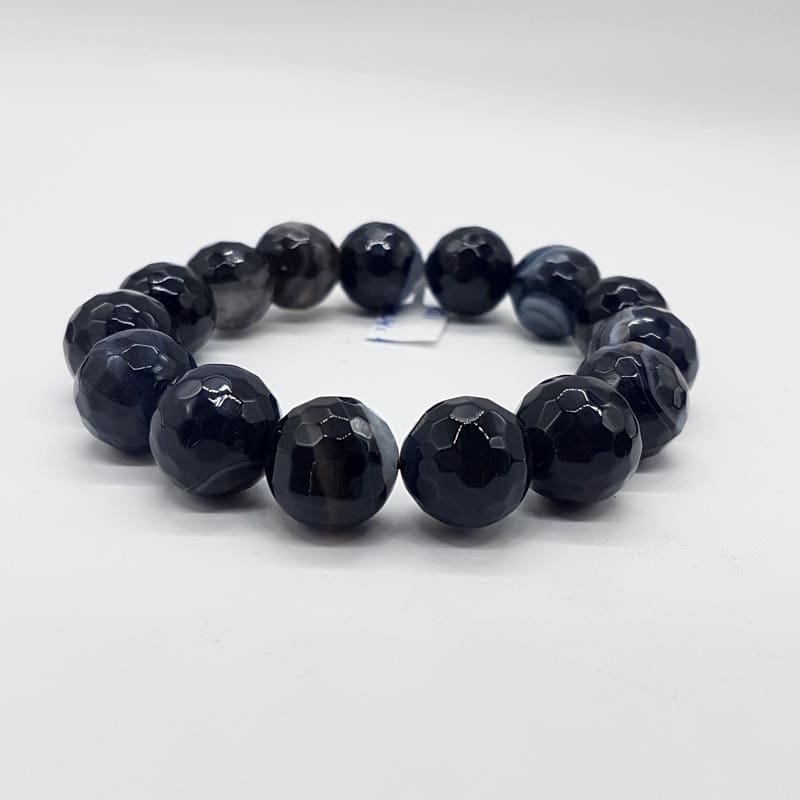 Black Agate Onyx Bead Elastic Bracelet