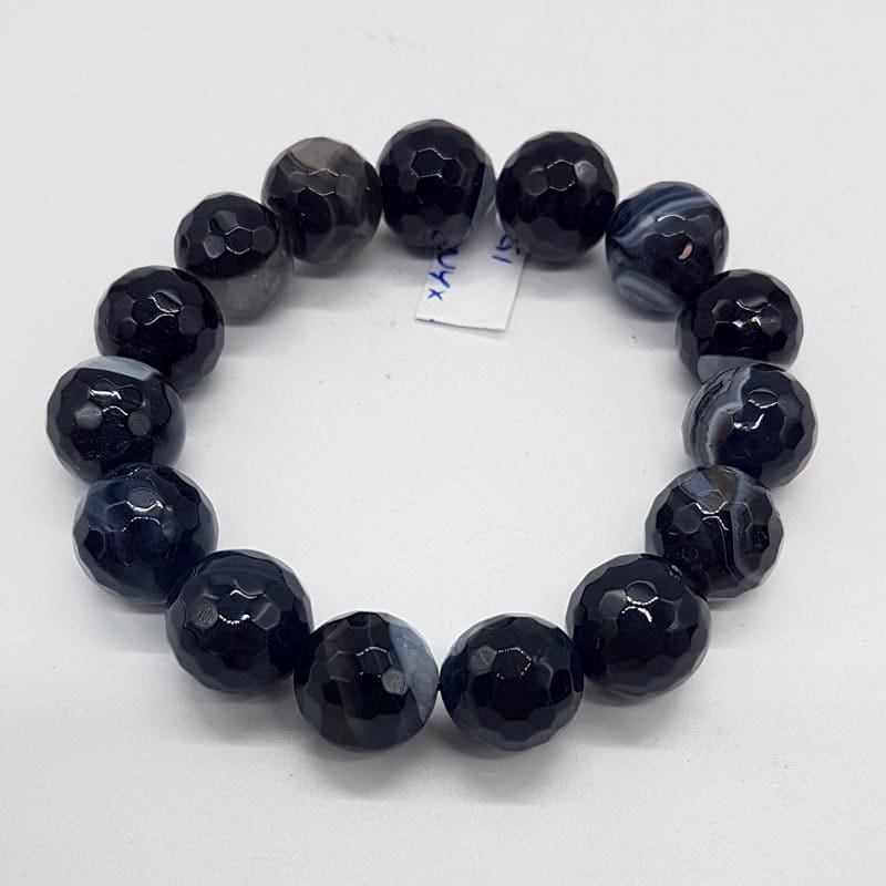 Black Agate Onyx Bead Elastic Bracelet