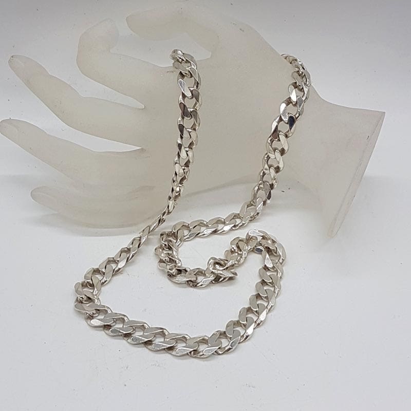 Sterling Silver Heavy Flat Curb Link Necklace Chain - Gents / Ladies