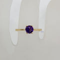 9ct Yellow Gold Round Claw Set Australian Amethyst Solitaire Ring