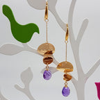 9ct Rose Gold Amethyst Long Unusual Drop Earrings