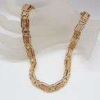 9ct Yellow Gold and Rose Gold Ornate Wide and Heavy Gate Link with Stunning Design and Bolt Clasp Collier Chain / Necklace - Also Matching Bracelet available - Sold separately