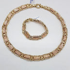 9ct Yellow Gold and Rose Gold Ornate Wide and Heavy Gate Link with Stunning Design and Bolt Clasp Collier Chain / Necklace - Also Matching Bracelet available - Sold separately