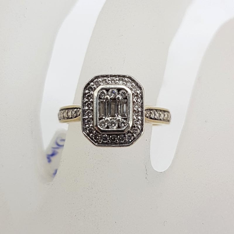 9ct Yellow Gold Diamonds Rectangular Cluster Ring