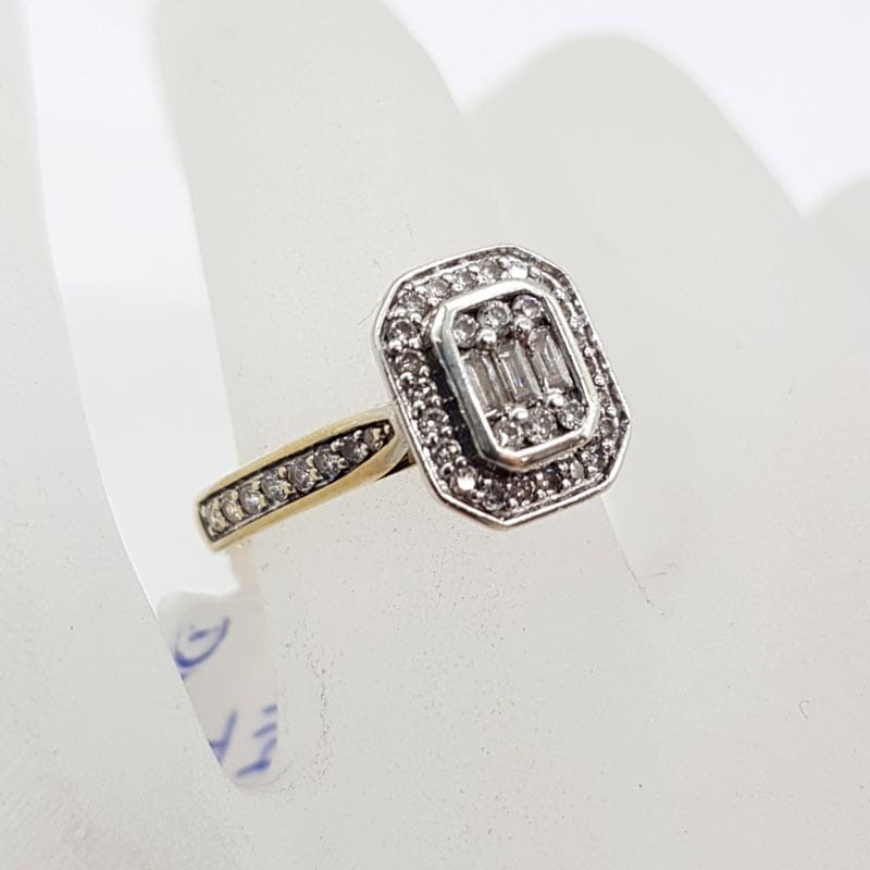 9ct Yellow Gold Diamonds Rectangular Cluster Ring