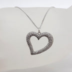 9ct White Gold Large Diamond Heart Pendant on Gold Chain