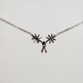 9ct White Gold Natural Sapphire Flower Necklace - Vintage / Antique