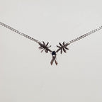 9ct White Gold Natural Sapphire Flower Necklace - Vintage / Antique