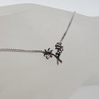 9ct White Gold Natural Sapphire Flower Necklace - Vintage / Antique