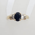 9ct Yellow Gold Oval Natural Sapphire Claw Set with Channel Set Diamonds Ring