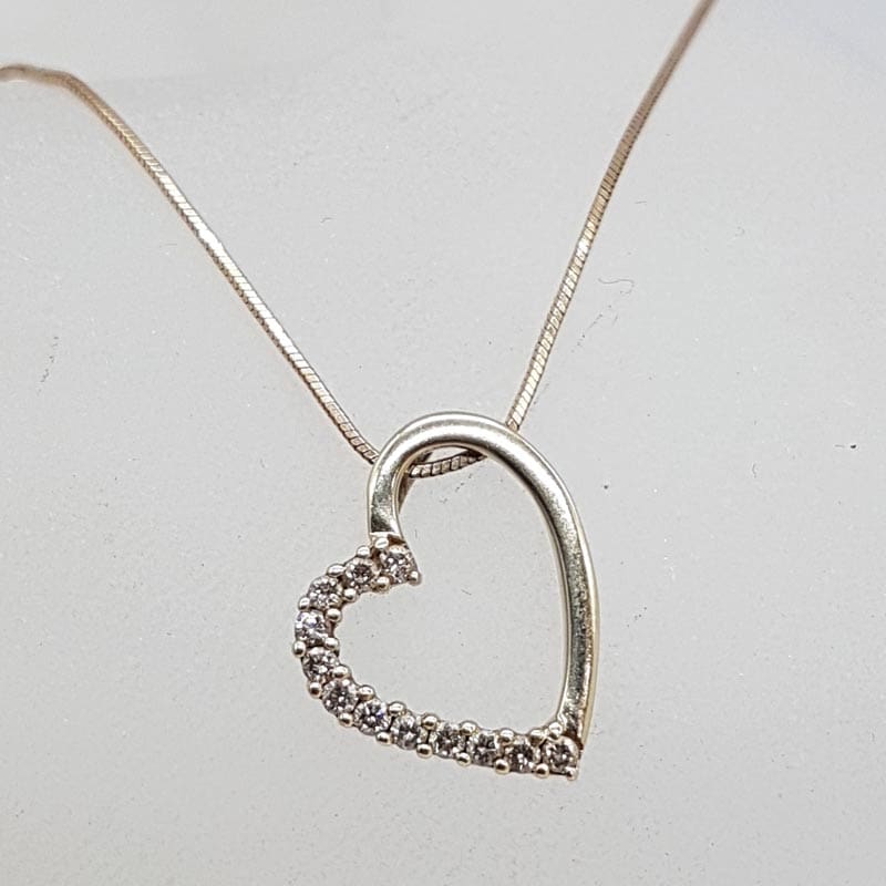 Sterling Silver Cubic Zirconia Heart Pendant on Silver Chain